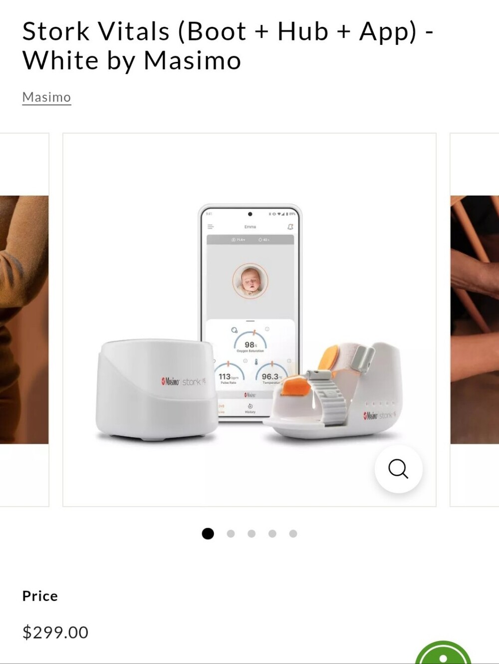 Brand New - Masimo Stork Vitals Baby Monitor System - White